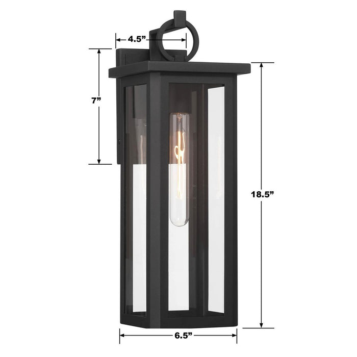 Crystorama Boadie 1 Light 19" Outdoor Sconce, Black