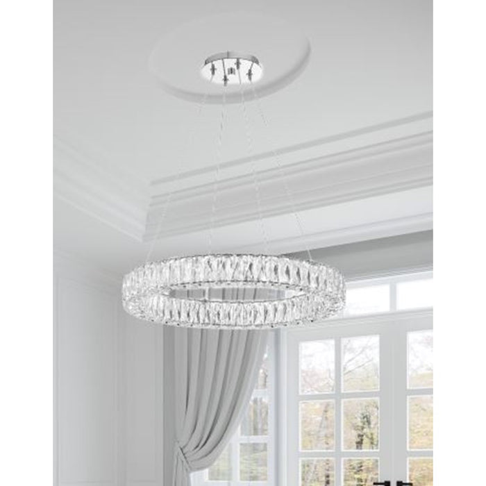 Crystorama Kinsley 1 Light Pendant, Silver/Chrome/Clear