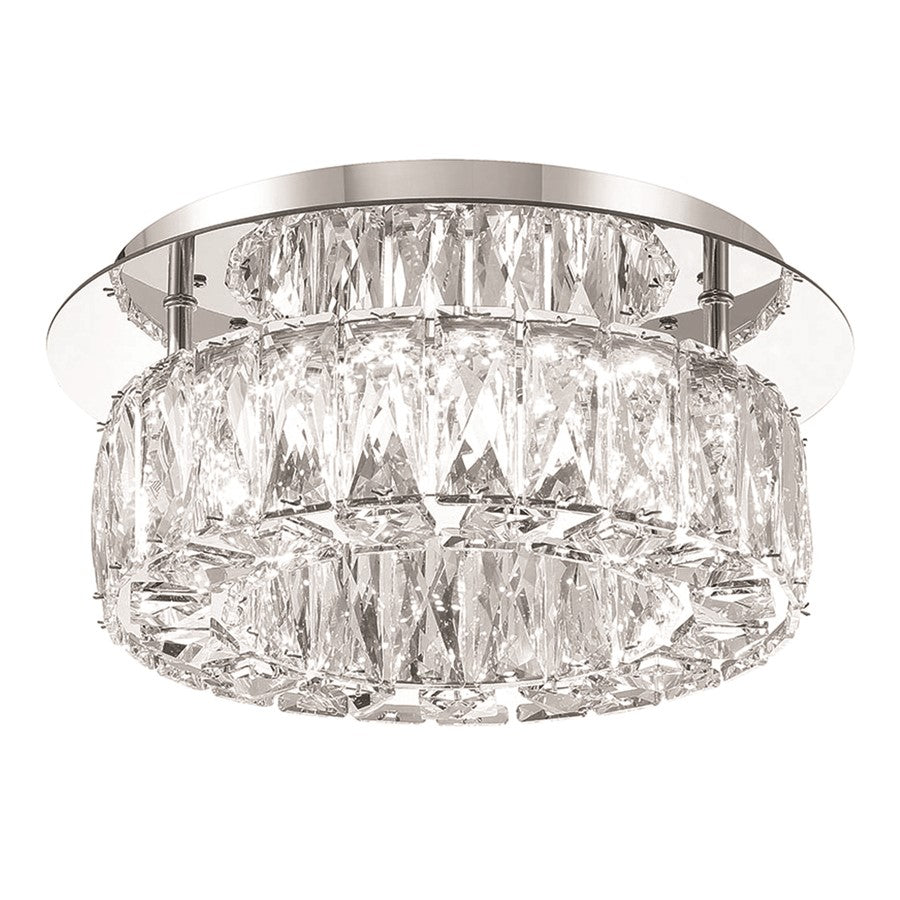 Crystorama Kinsley 1 Light 12" Flush, Silver/Chrome/Clear