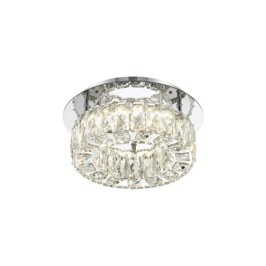 Crystorama Kinsley 1 Light 12" Flush, Silver/Chrome/Clear