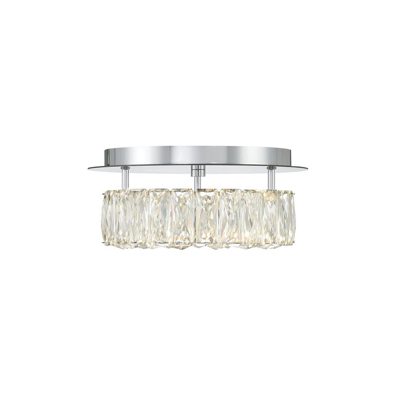 Crystorama Kinsley 1 Light 12" Flush, Silver/Chrome/Clear