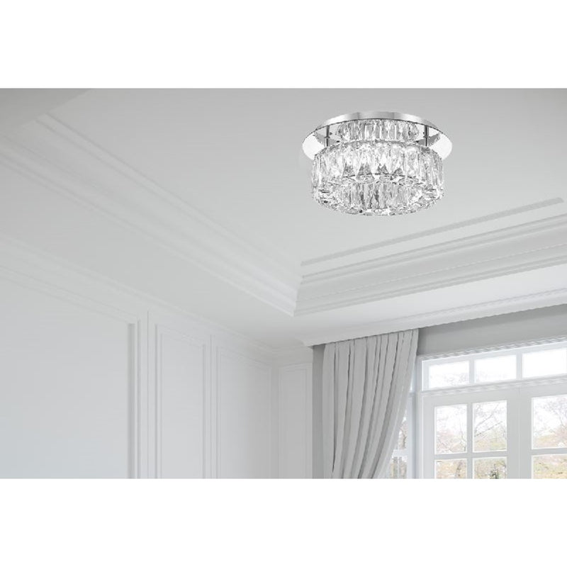 Crystorama Kinsley 1 Light 12" Flush, Silver/Chrome/Clear