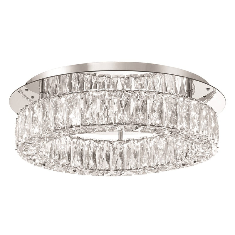 Crystorama Kinsley 1 Light 18" Flush, Silver/Chrome/Clear