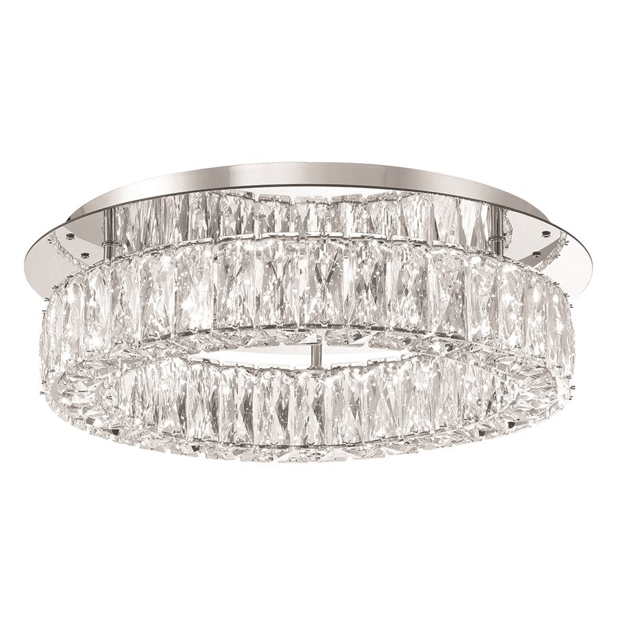 Crystorama Kinsley 1 Light 18" Flush, Silver/Chrome/Clear
