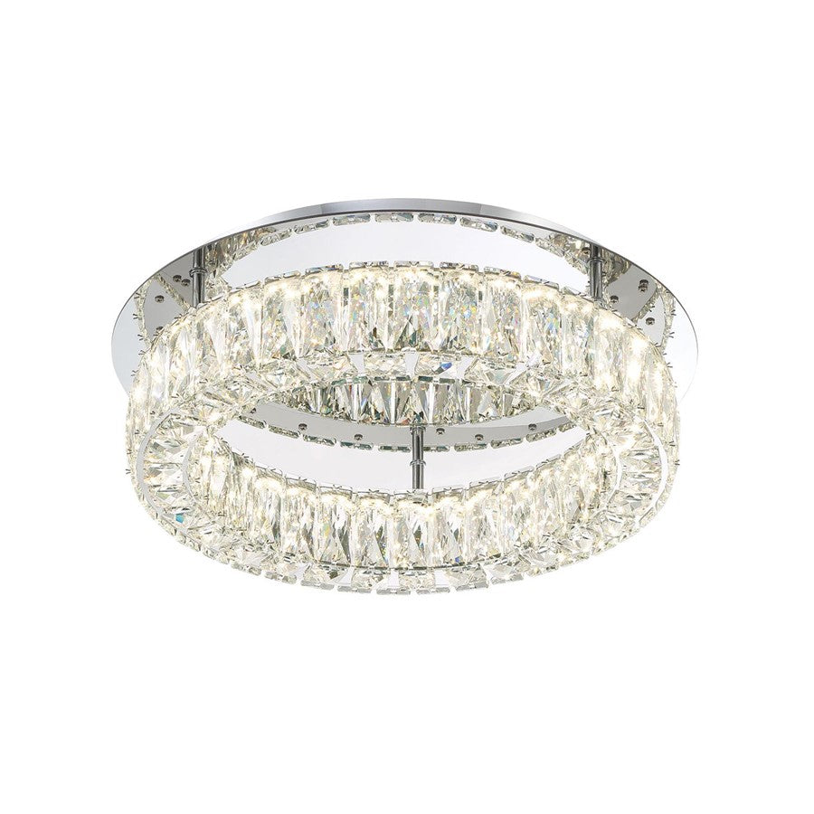 Crystorama Kinsley 1 Light 18" Flush, Silver/Chrome/Clear