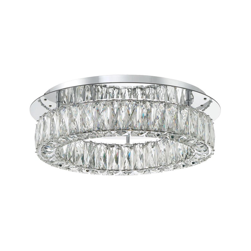 Crystorama Kinsley 1 Light 18" Flush, Silver/Chrome/Clear