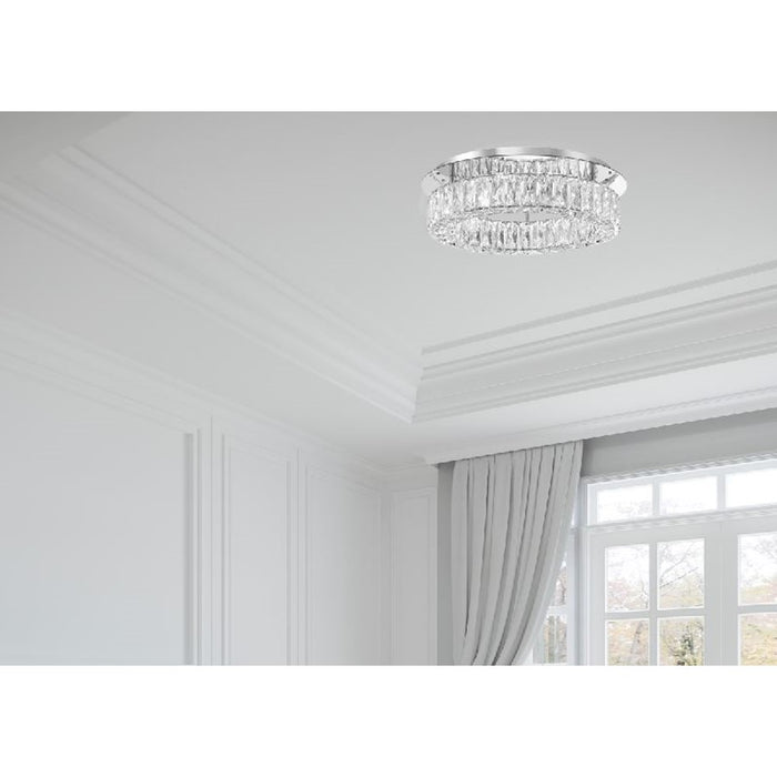 Crystorama Kinsley 1 Light 18" Flush, Silver/Chrome/Clear