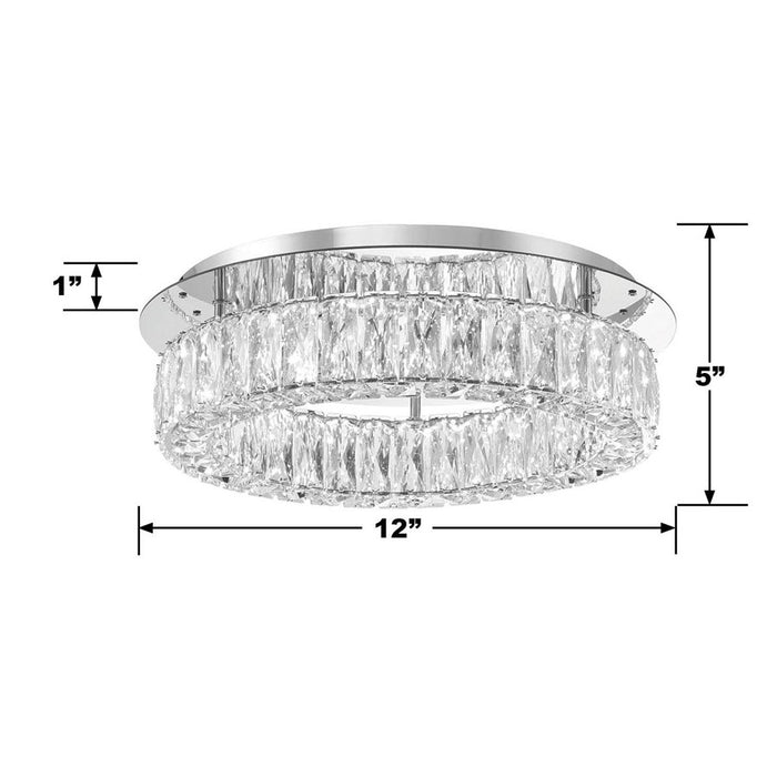 Crystorama Kinsley 1 Light 18" Flush, Silver/Chrome/Clear