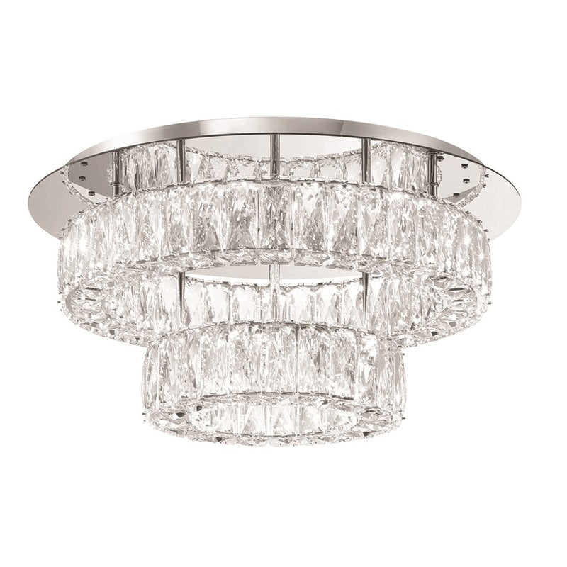 Crystorama Kinsley 1 Light 20" Flush, Silver/Chrome/Clear