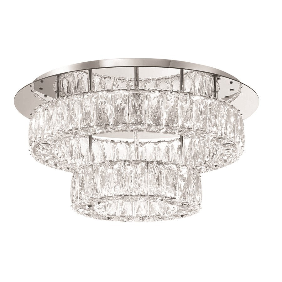 Crystorama Kinsley 1 Light 20" Flush, Silver/Chrome/Clear
