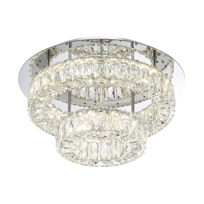 Crystorama Kinsley 1 Light 20" Flush, Silver/Chrome/Clear