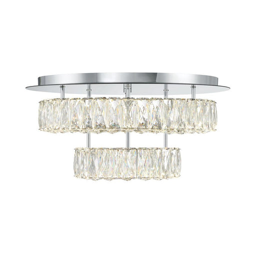 Crystorama Kinsley 1 Light 20" Flush, Silver/Chrome/Clear