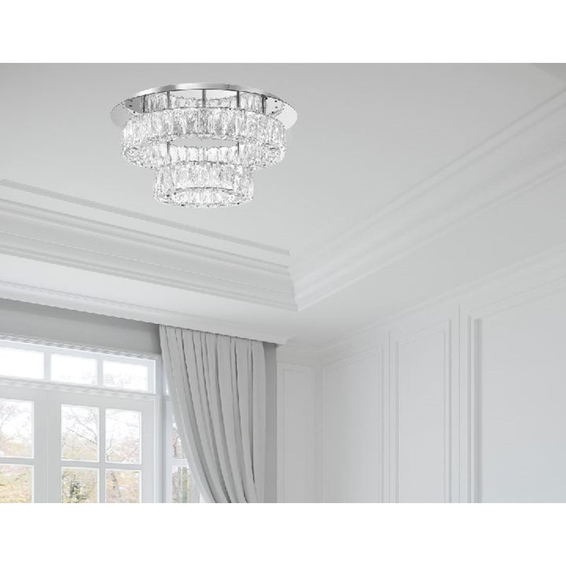 Crystorama Kinsley 1 Light 20" Flush, Silver/Chrome/Clear