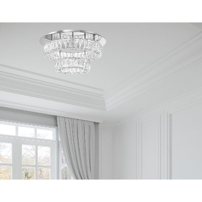 Crystorama Kinsley 1 Light 20" Flush, Silver/Chrome/Clear