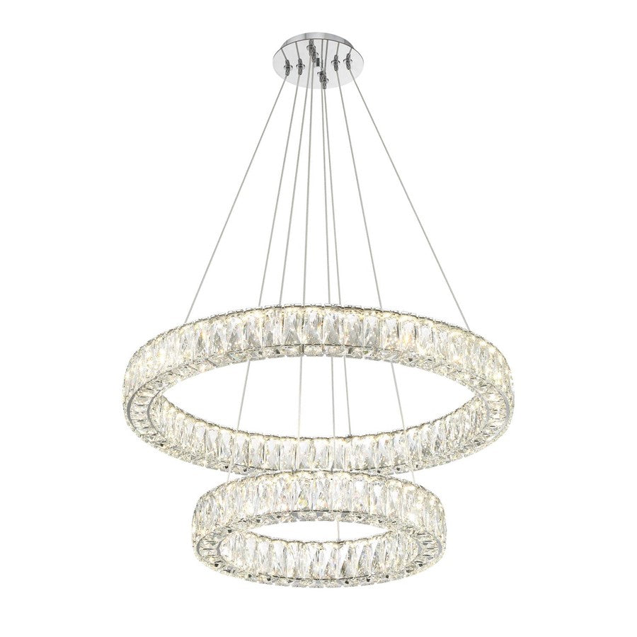 Crystorama Kinsley 1 Light 28" Chandelier, Silver/Chrome/Clear