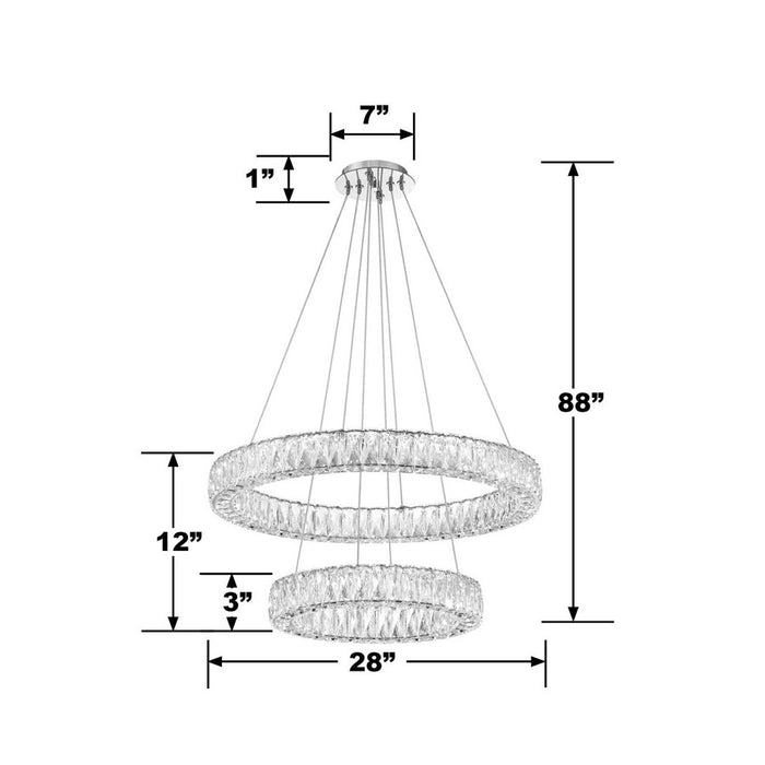 Crystorama Kinsley 1 Light 28" Chandelier, Silver/Chrome/Clear
