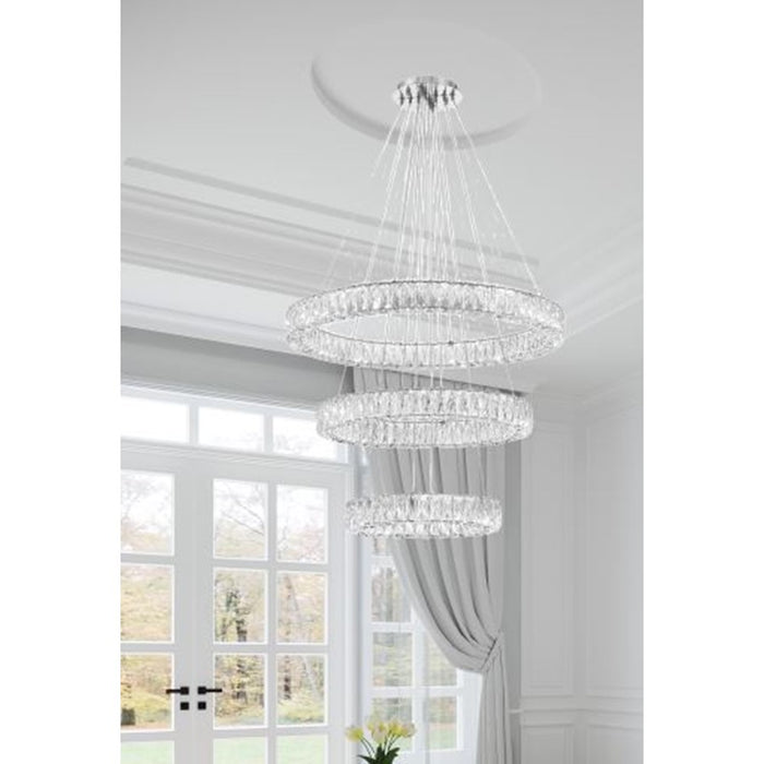Crystorama Kinsley 1 Light 32" Chandelier, Silver/Chrome/Clear