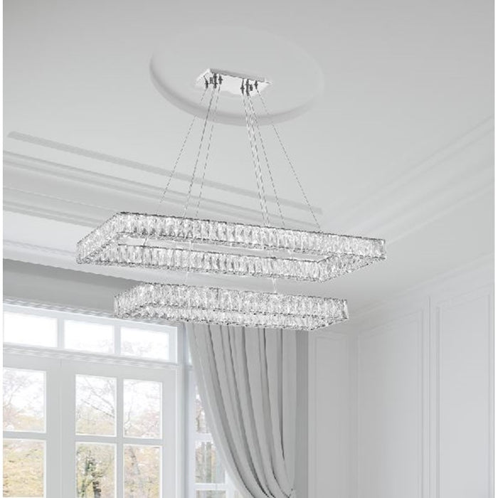 Crystorama Kinsley 1 Light 42" Chandelier, Silver/Chrome/Clear