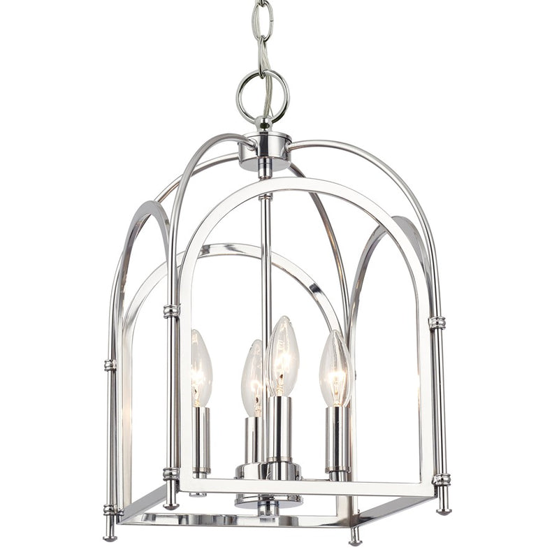 Crystorama Kai 4 Light 17" Pendant, Silver/Chrome