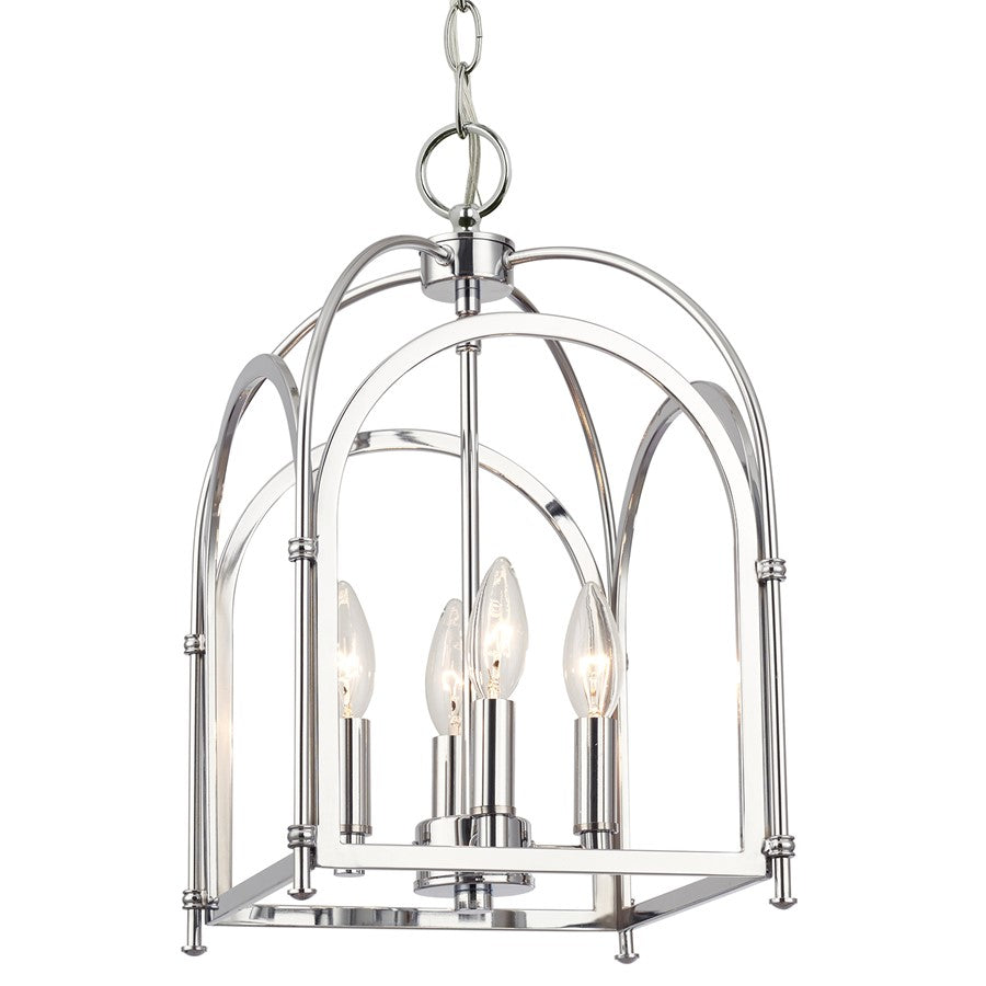 Crystorama Kai 4 Light 17" Pendant, Silver/Chrome