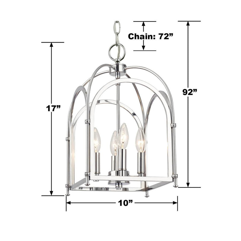 Crystorama Kai 4 Light 17" Pendant, Silver/Chrome