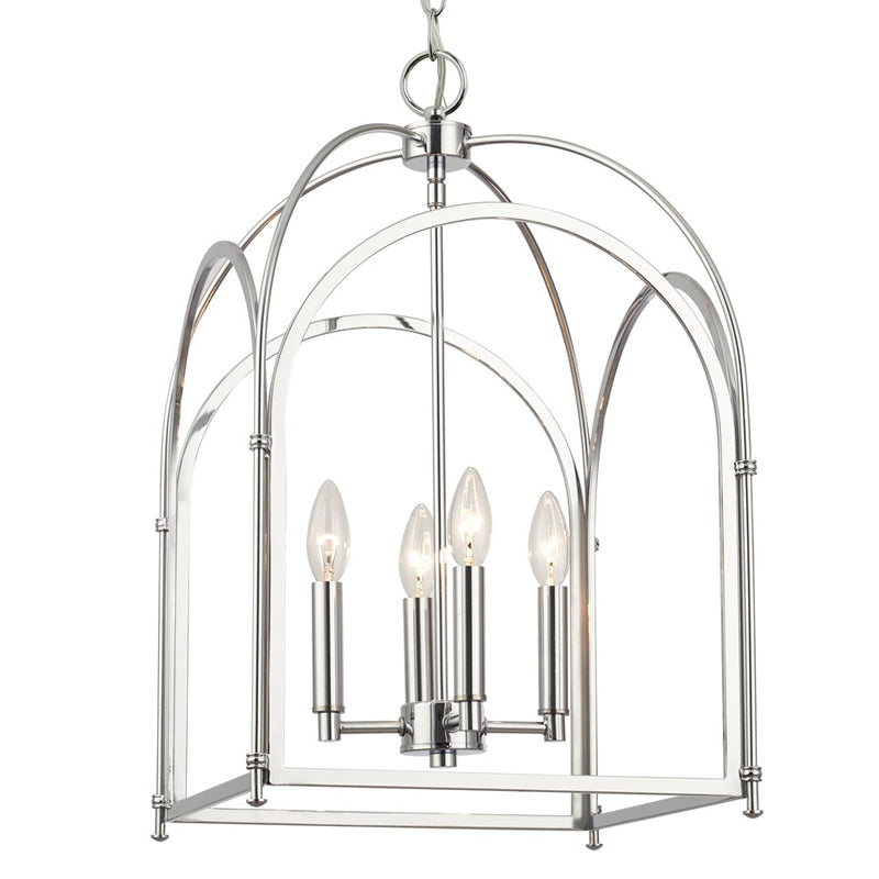 Crystorama Kai 4 Light 14" Pendant, Polished Chrome