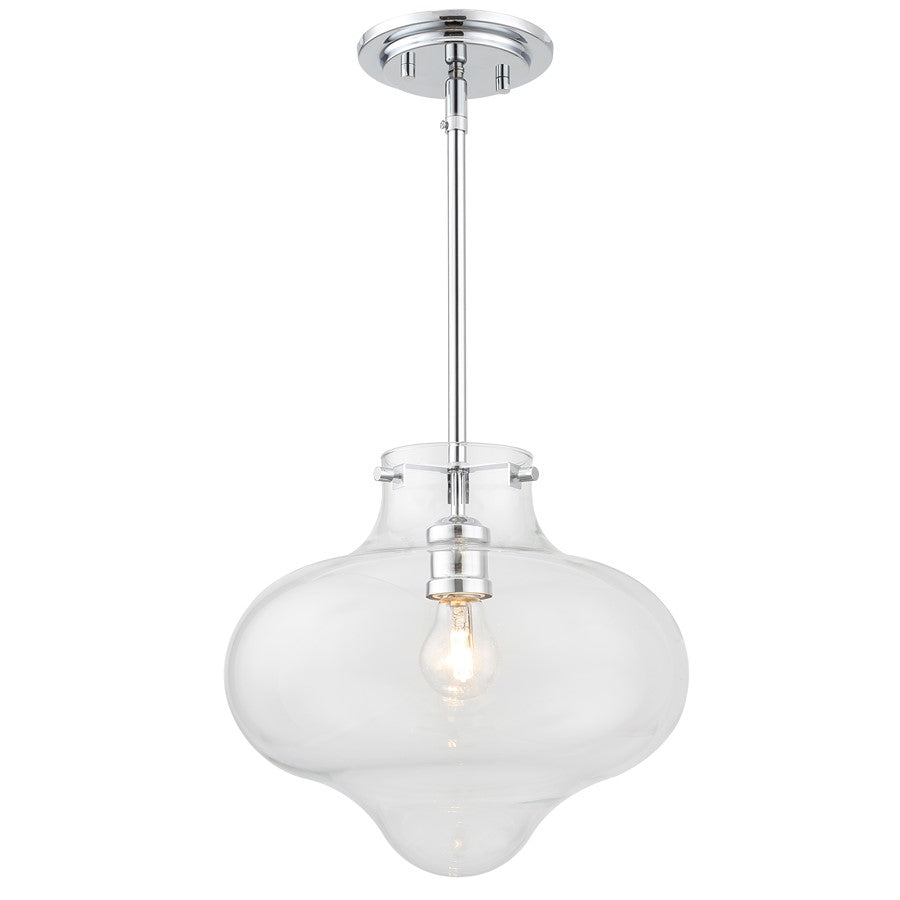 Crystorama Kai 1 Light 12" Pendant, Polished Chrome/Clear - ED664661CH