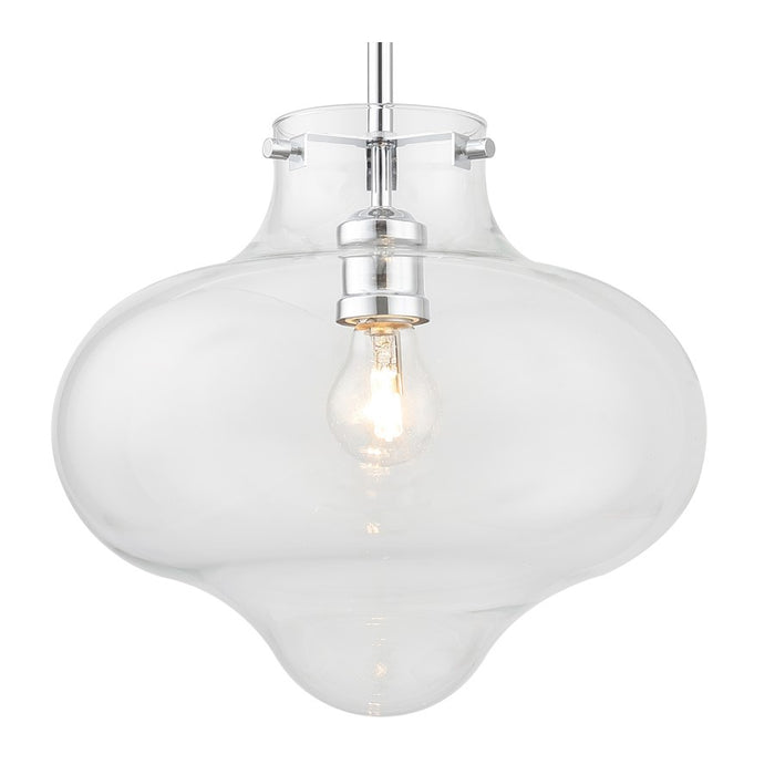 Crystorama Kai 1 Light 12" Pendant, Polished Chrome/Clear