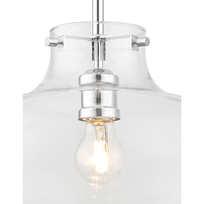 Crystorama Kai 1 Light 12" Pendant, Polished Chrome/Clear