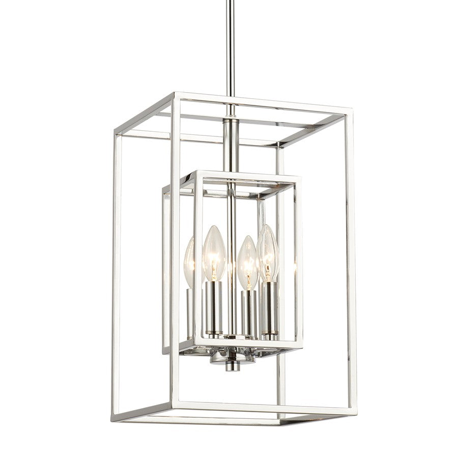 Crystorama Kai 4 Light 16" Pendant, Silver/Chrome