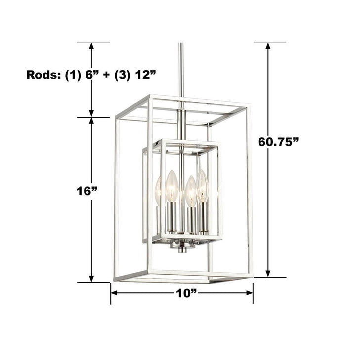 Crystorama Kai 4 Light 16" Pendant, Silver/Chrome