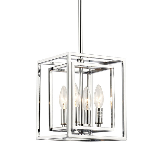 Crystorama Kai 4 Light 10" Pendant, Silver/Chrome