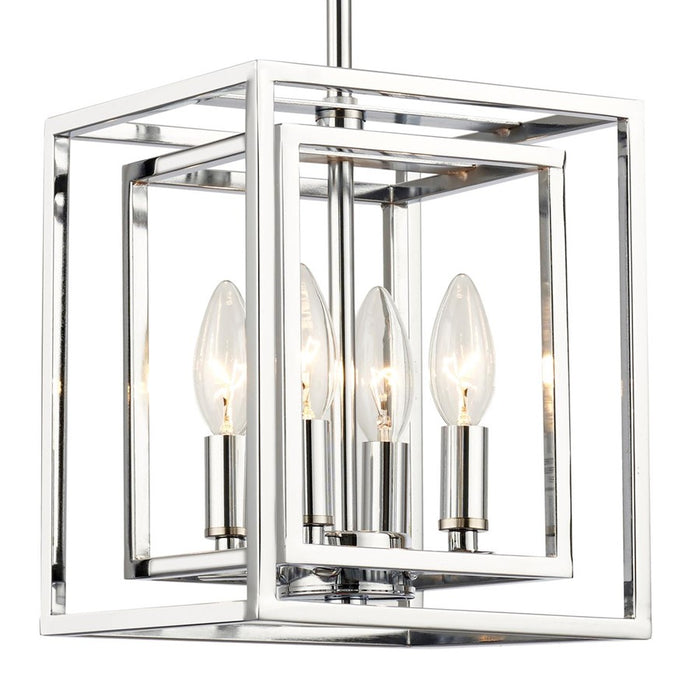 Crystorama Kai 4 Light 10" Pendant, Silver/Chrome