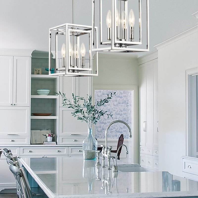 Crystorama Kai 4 Light 10" Pendant, Silver/Chrome