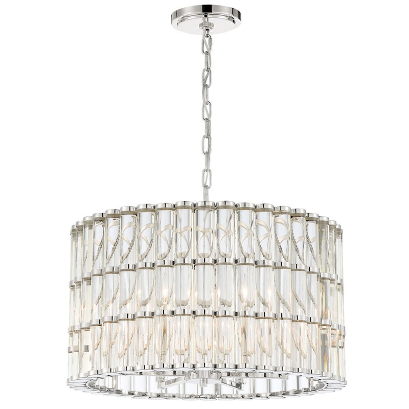 Crystorama Elliot 6 Light Chandelier, Polished Nickel