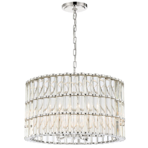 Crystorama Elliot 6 Light Chandelier, Polished Nickel