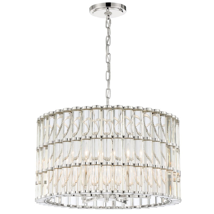 Crystorama Elliot 6 Light Chandelier, Polished Nickel