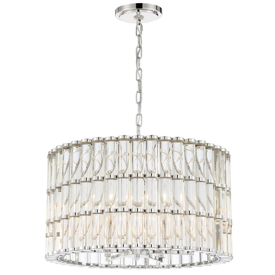 Crystorama Elliot 6 Light Chandelier, Polished Nickel