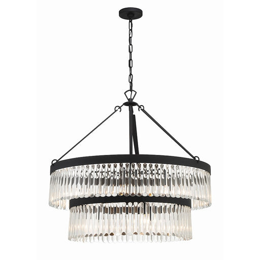 Crystorama Emory 9 Light Chandelier, Black Forged/Clear Glass