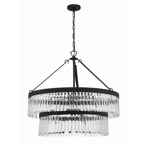 Crystorama Emory 9 Light Chandelier, Black Forged/Clear Glass