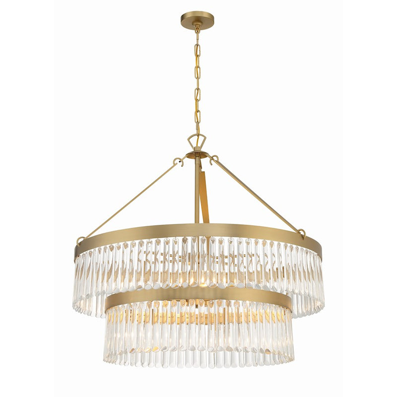 Crystorama Emory 9 Light Chandelier, Modern Gold/Clear Glass