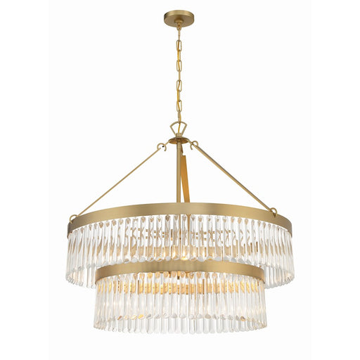 Crystorama Emory 9 Light Chandelier, Modern Gold/Clear Glass