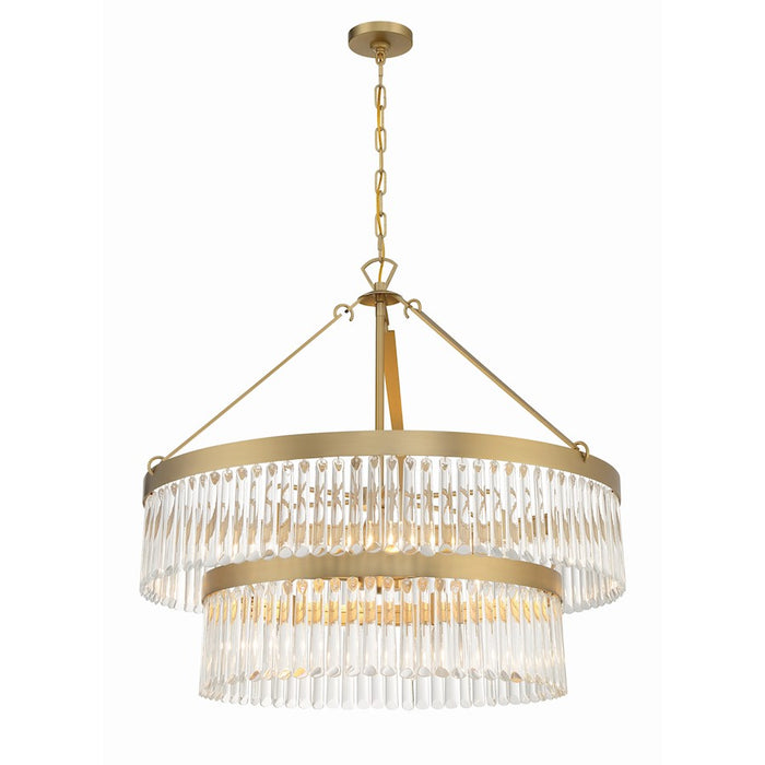 Crystorama Emory 9 Light Chandelier, Modern Gold/Clear Glass