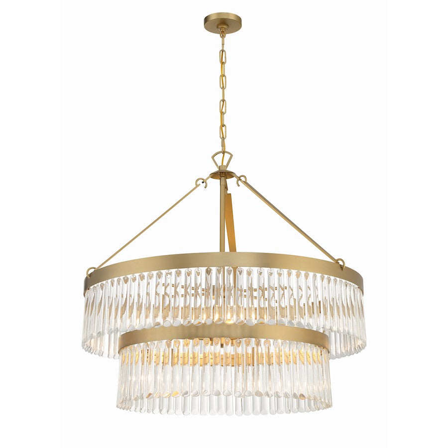 Crystorama Emory 9 Light Chandelier, Modern Gold/Clear Glass
