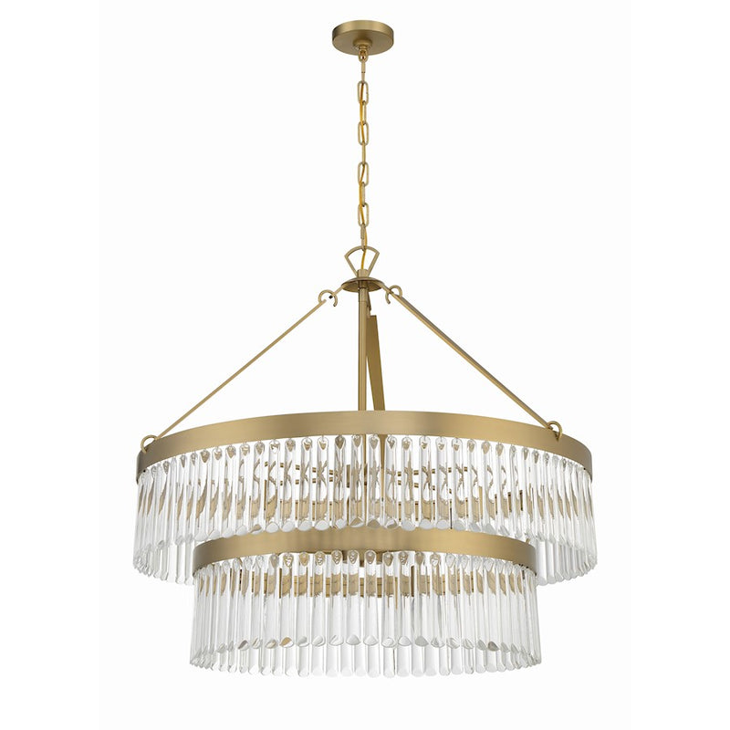 Crystorama Emory 9 Light Chandelier, Modern Gold/Clear Glass