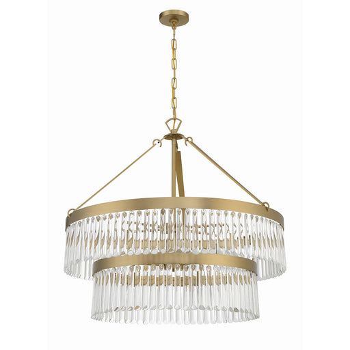 Crystorama Emory 9 Light Chandelier, Modern Gold/Clear Glass