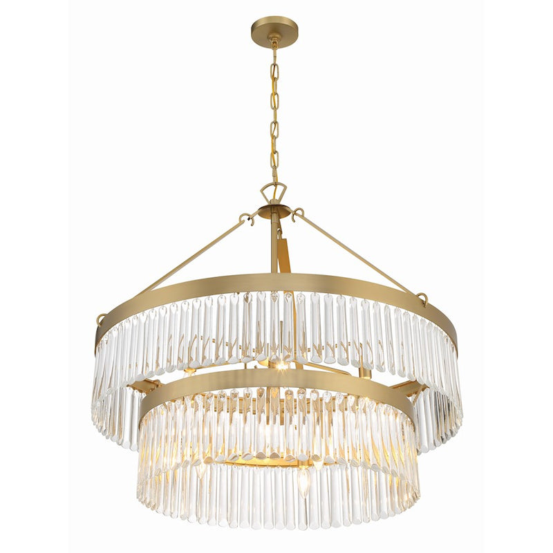 Crystorama Emory 9 Light Chandelier, Modern Gold/Clear Glass