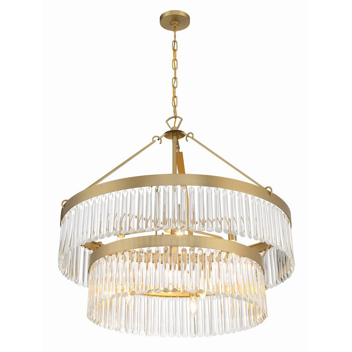 Crystorama Emory 9 Light Chandelier, Modern Gold/Clear Glass