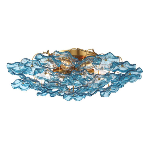 Crystorama Esme 6 Light 22.5" Semi Flush Mount, Aged Brass/Blue - ESM-4000-AG-BL