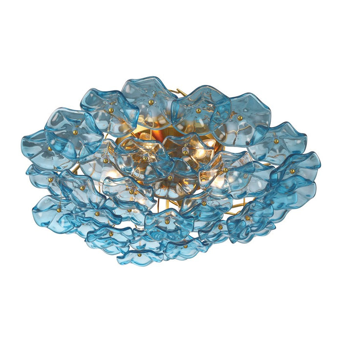 Crystorama Esme 6 Light 22.5" Semi Flush Mount, Aged Brass/Blue
